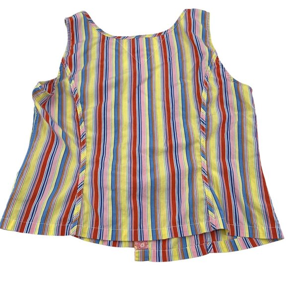 Tommy Hilfiger Womens 90s Multicolor Striped Sleeveless Button-Down Top Size 16 - Picture 6 of 6